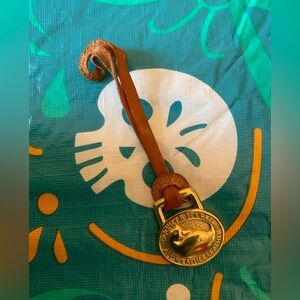 Dooney & Bourke Gold and Brown Leather Fob